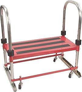 Steck 20350 Pro-Step Adjustable Work Stand - 23 in Wide Base, Foam Bumpers, Spring-Loaded Wheels