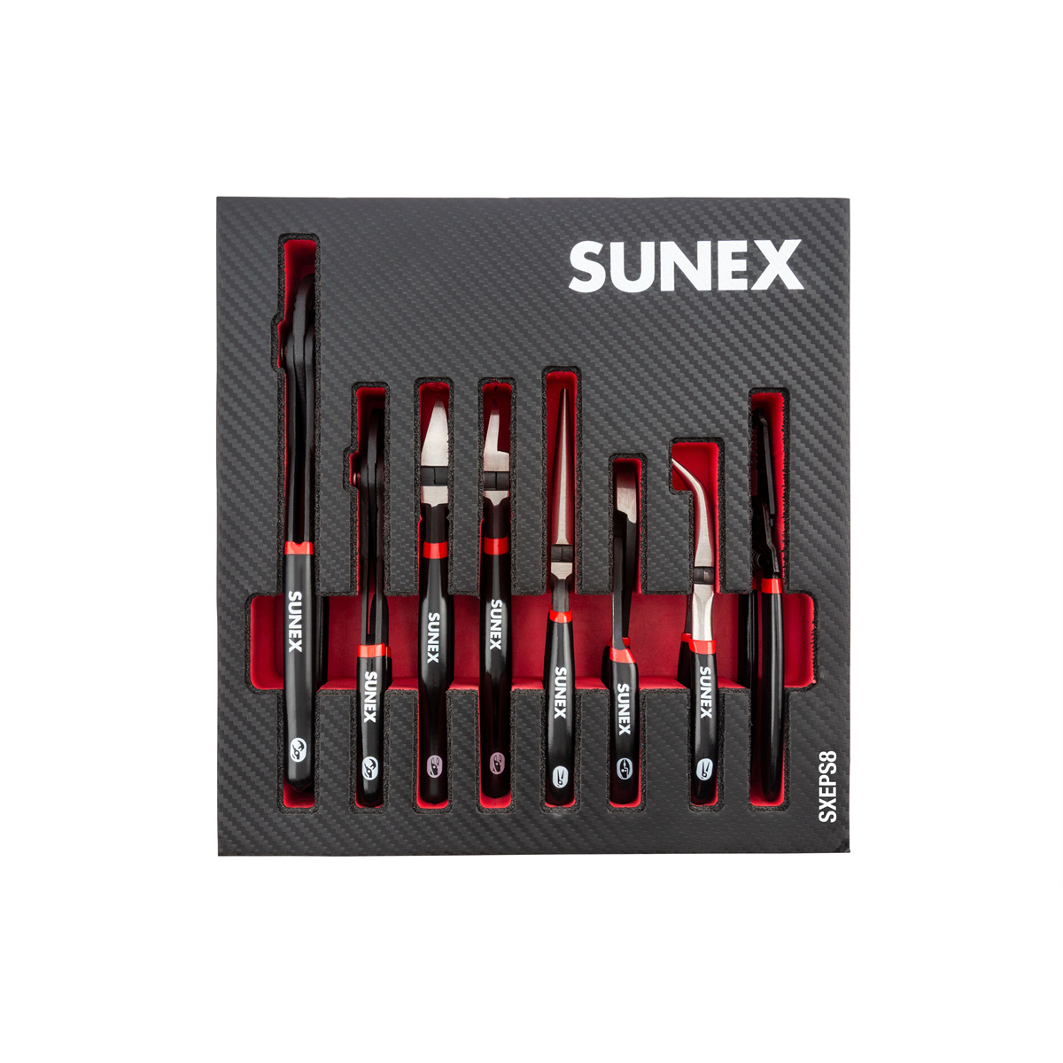 Sunex Tools 8-Piece Plier Set with EVA Foam Storage Tray, Model SXEPS8