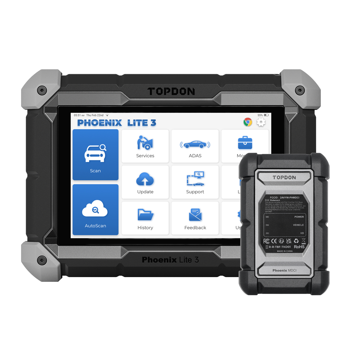 Topdon PXLITE3 Phoenix Lite 3 8" OE-Level Scan Tool with CAN-FD and Bi-Directional Controls