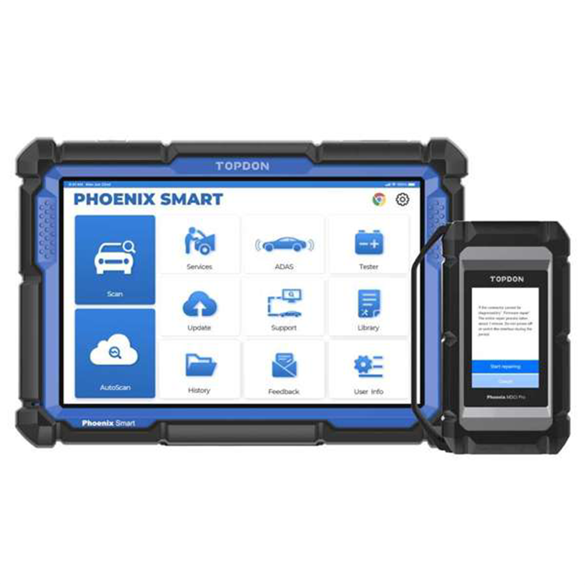 Topdon PXSMART 10.1-inch OE-Level Scan Tool with 12600mAh Battery, Cloud-Based Programming for