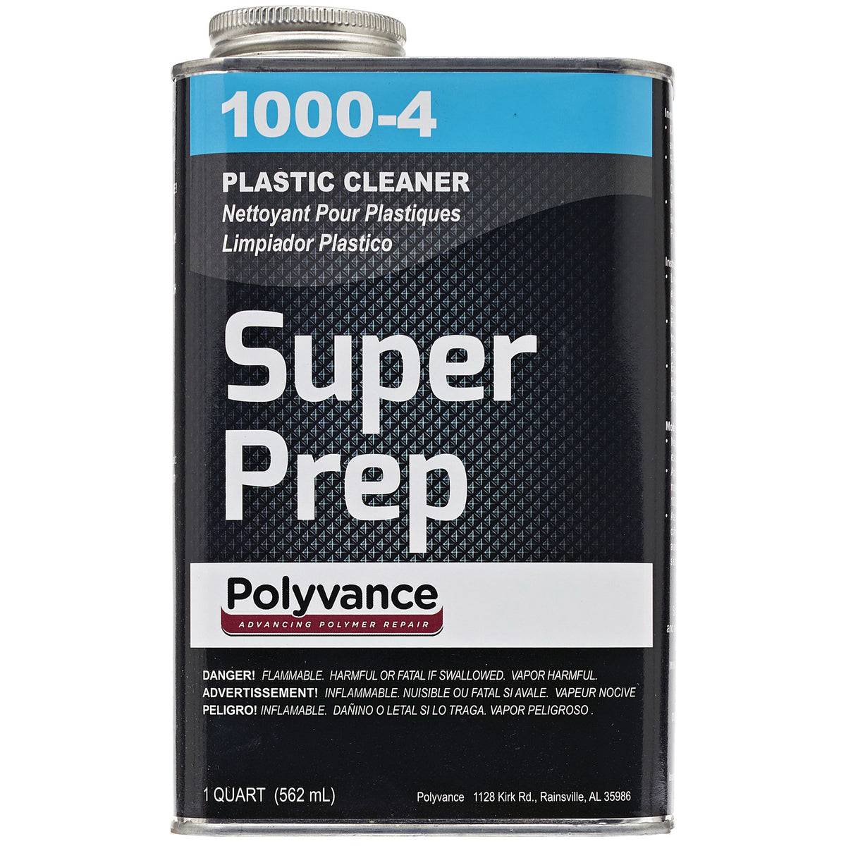 Polyvance Super Prep Plastic Cleaner 1000-4, Clear, 1 qt Can for Surface Preparation