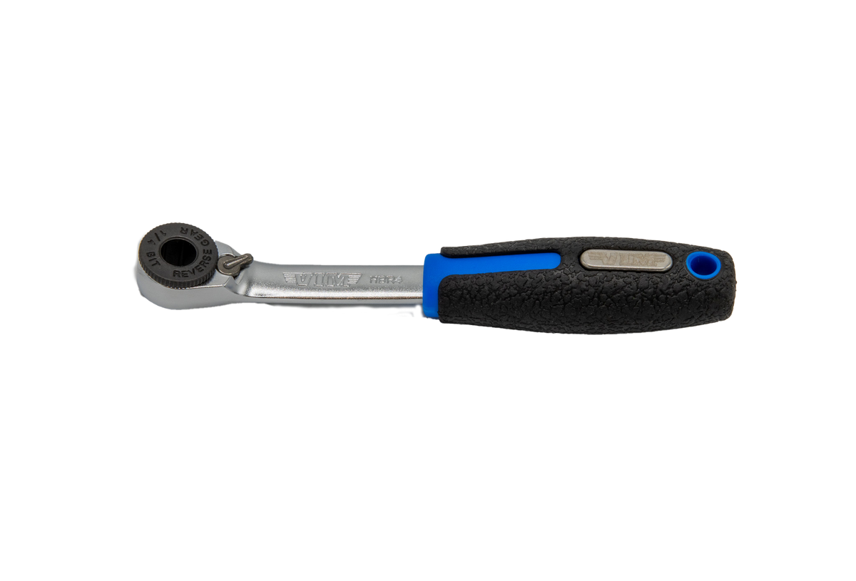 Vim Tools HBR4 Hex Bit Ratchet with Handle, 1/4" Hex Drive, Polished Chrome, Heat-Treated Steel
