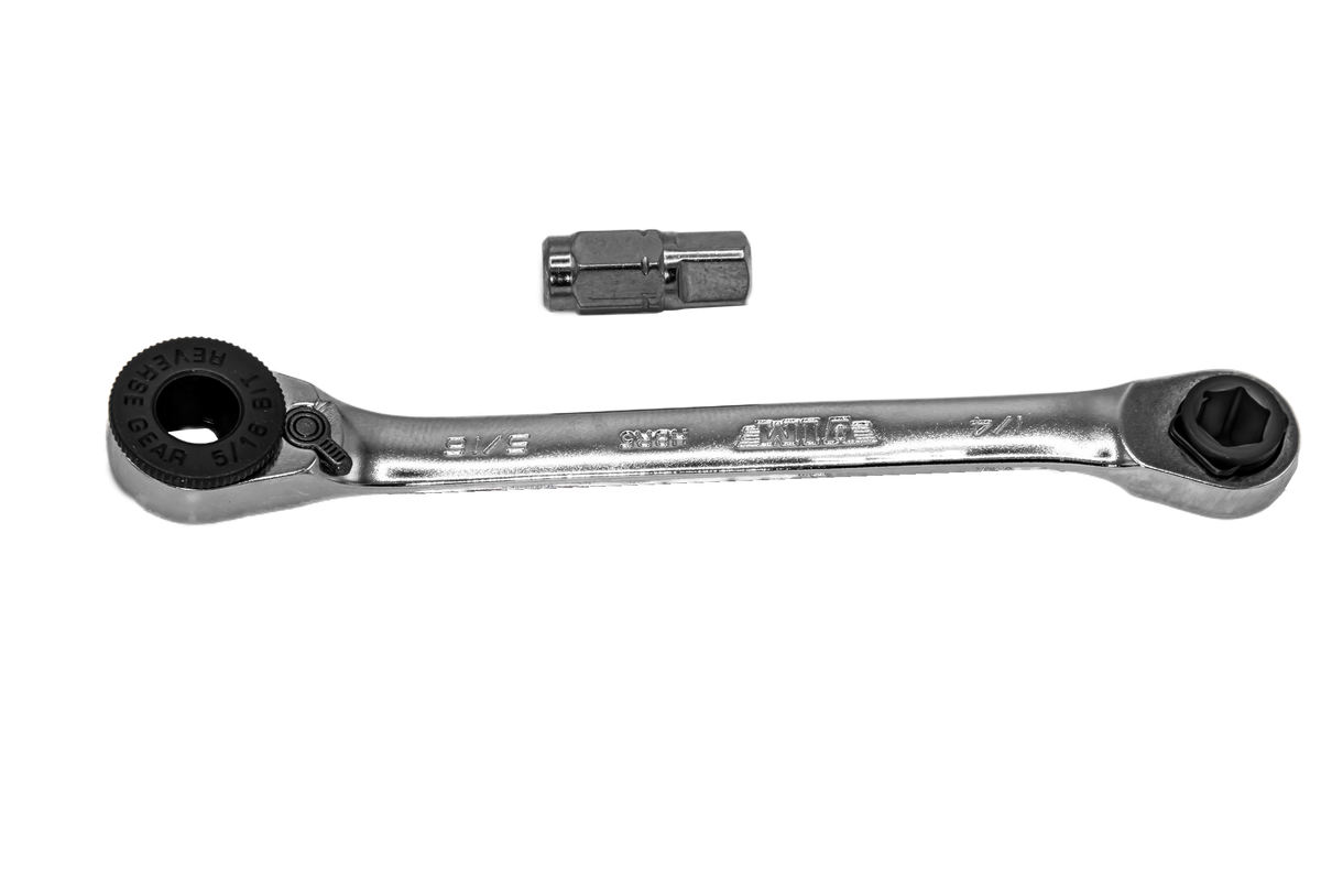 Vim Tools HBR5 1/4" & 5/16" Hex Bit Ratchet with 1/4" Square Drive, Polished Chrome, Heat-Treated