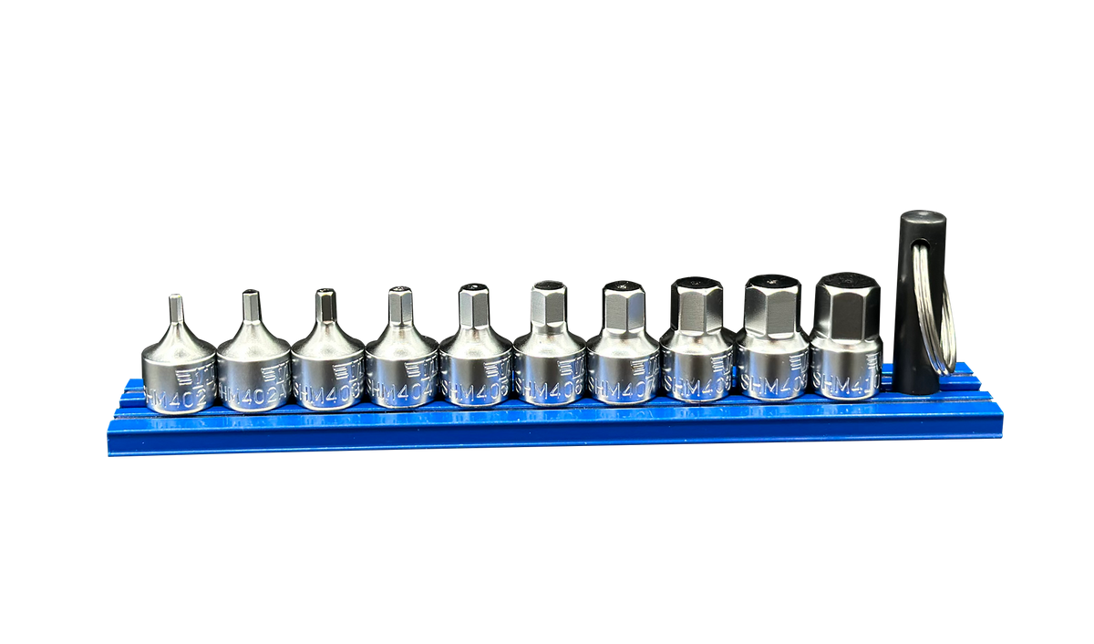 Vim Tools SHM400A 10-Piece 1/4-in Drive Stubby Hex Metric Driver Set - S2 Steel, Satin Chrome