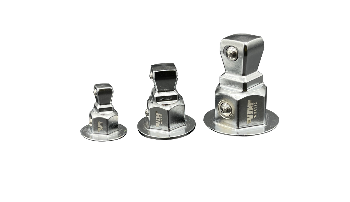 Vim Tools 3-Piece WSA100 Wobble Socket Adapter Set - ¼-in, 3/8-in, ½-in Cr-Mo Alloy
