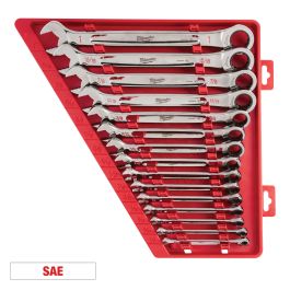 Milwaukee 15PC Ratcheting Combination Wrench Set SAE