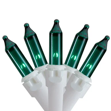 Mini Christmas Light Set – Teal – 24.5′ White Wire – 50ct