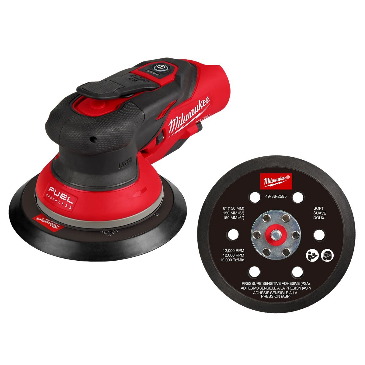 Milwaukee Tools 6" Random Orbital Sander 2584-20 with 3/32" Throw, Includes Soft 6" Backing Pad
