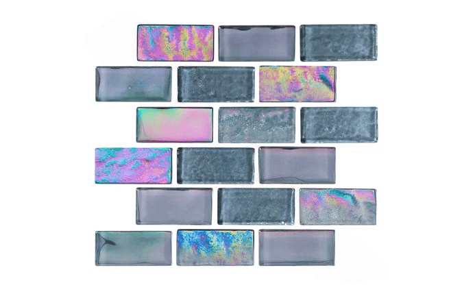 NPT 1″ x 2″ Equinox Textured Glass Tile Black Steel EQX-OBSIDIAN1X2