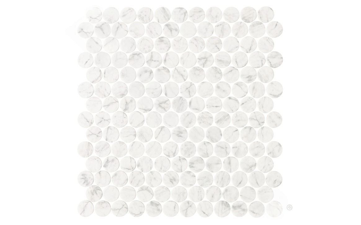 NPT BCH-MARBLE 1″ x 1″ Beach Entry White Marble Round Pool Tile