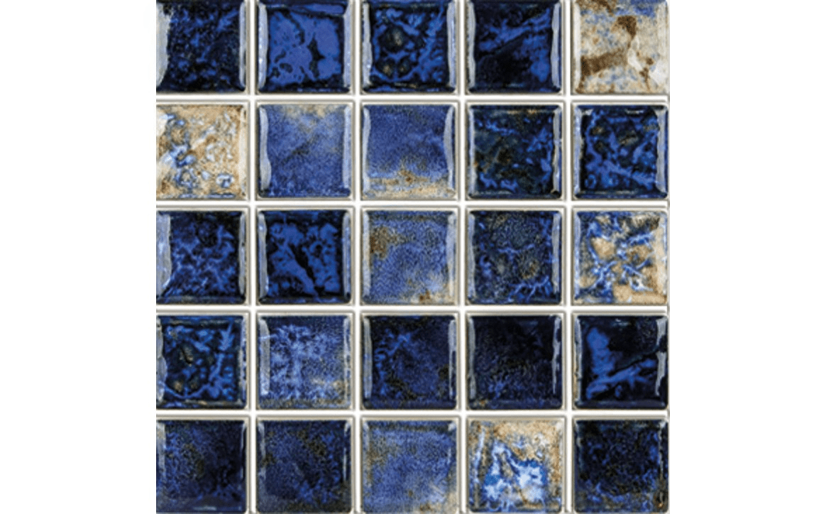 NPT CVKBQS111 1″ x 1″ Baroque Stone Glossy Tile Blue