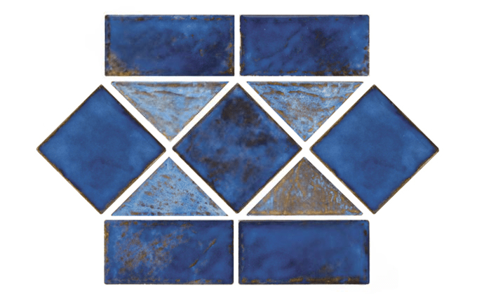NPT Martinique Tile Royal Blue Border MAR35
