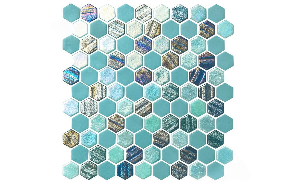 NPT STA-TEAL Starburst Teal Mosaic Pool Tile