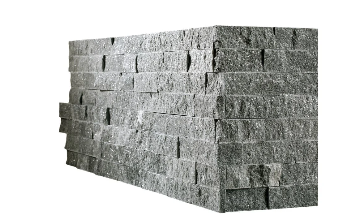 NPT VNM-NERO CRN 6″ x 23 5/8″ Ledger Panel Corner Glint Split Face Tile Charcoal