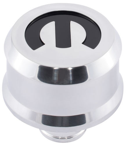Proform 440-441 Aluminum Polished Push In Breather Black Mopar Emblem "M"