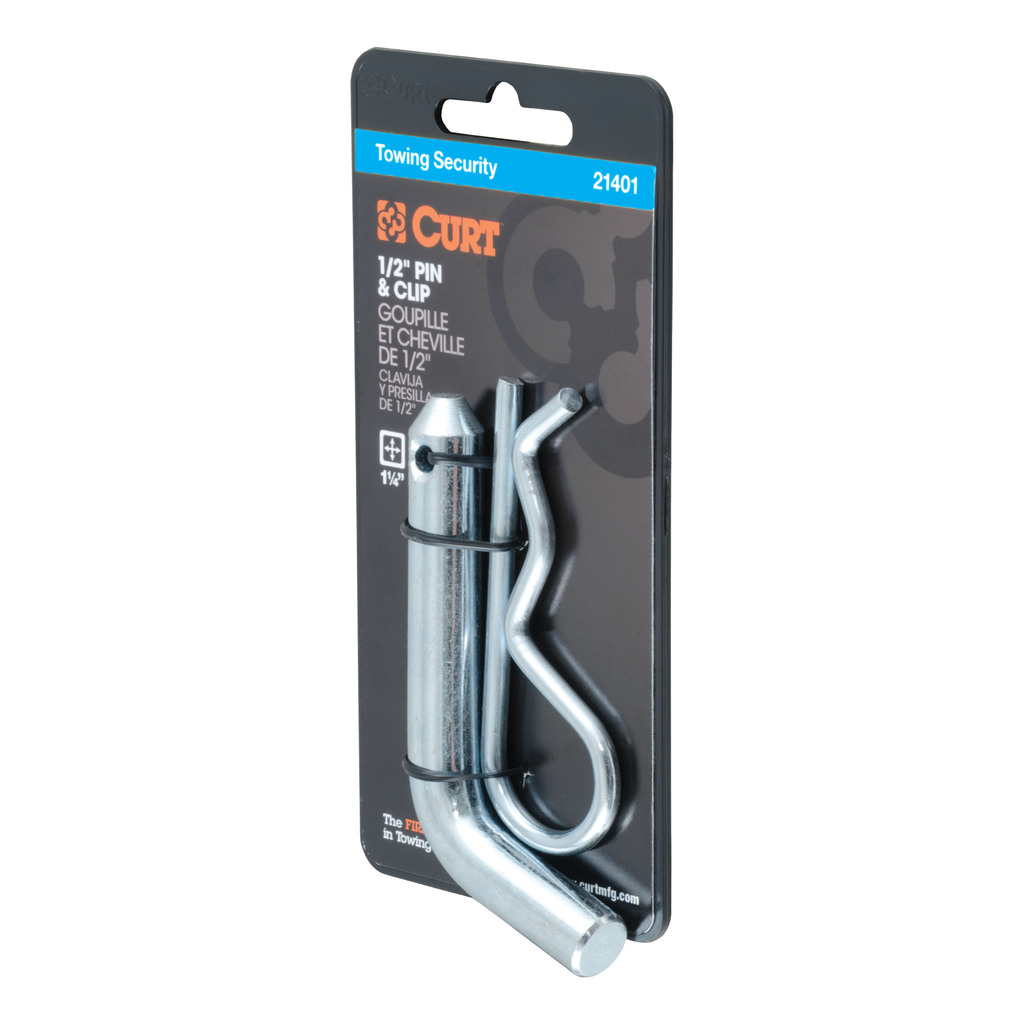 Curt 1/2" Hitch Pin (1-1/4" Receiver, Zinc, Packaged) - 21401