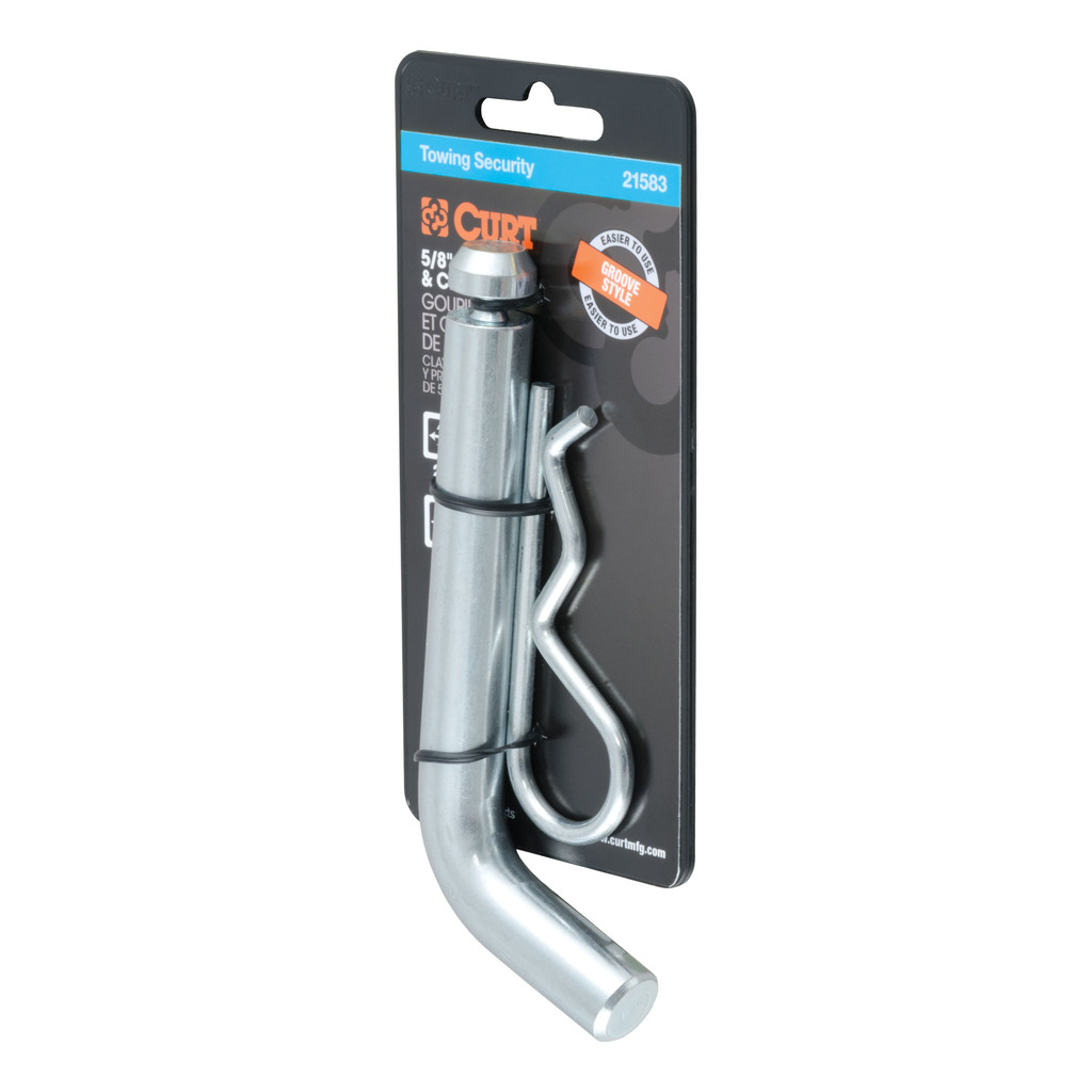 Curt 5/8" Hitch Pin with Groove (2" or 2-1/2" Receiver, Zinc, Packaged) - 21583