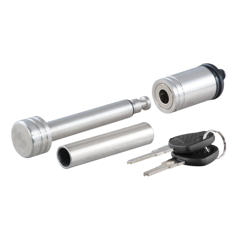 Curt 1/2" Hitch Lock with 5/8" Adapter (1-1/4" or 2" Receiver, Barbell, Stainless) - 23517