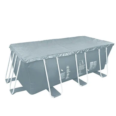 Protect Your Pool! 5.9′ x 12.6′ Gray Rectangular Pool Cover with Rope Ties