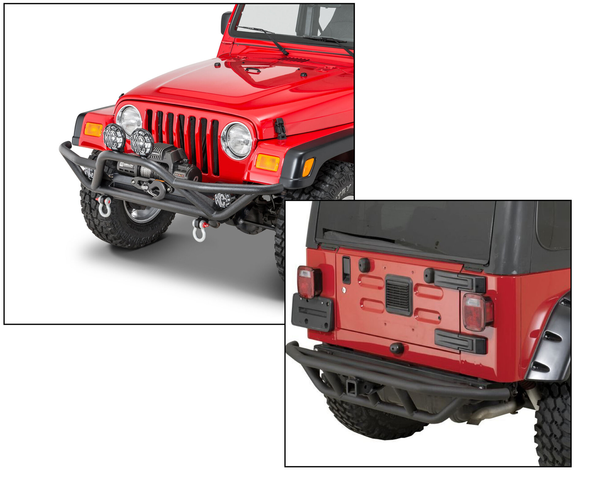 Quadratec QRC Front Bumper with Rear Bumper for 87-06 Jeep Wrangler YJ, TJ & Unlimited