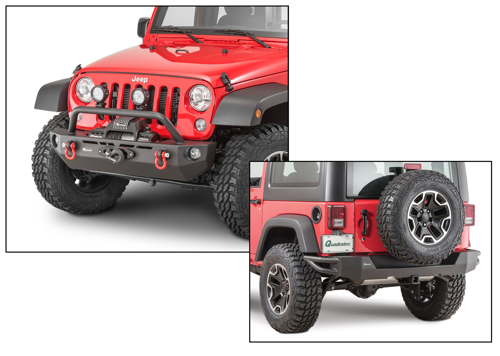 Quadratec QRC Front Winch Ready Bumper with Rear Bumper for 07-18 Jeep Wrangler JK