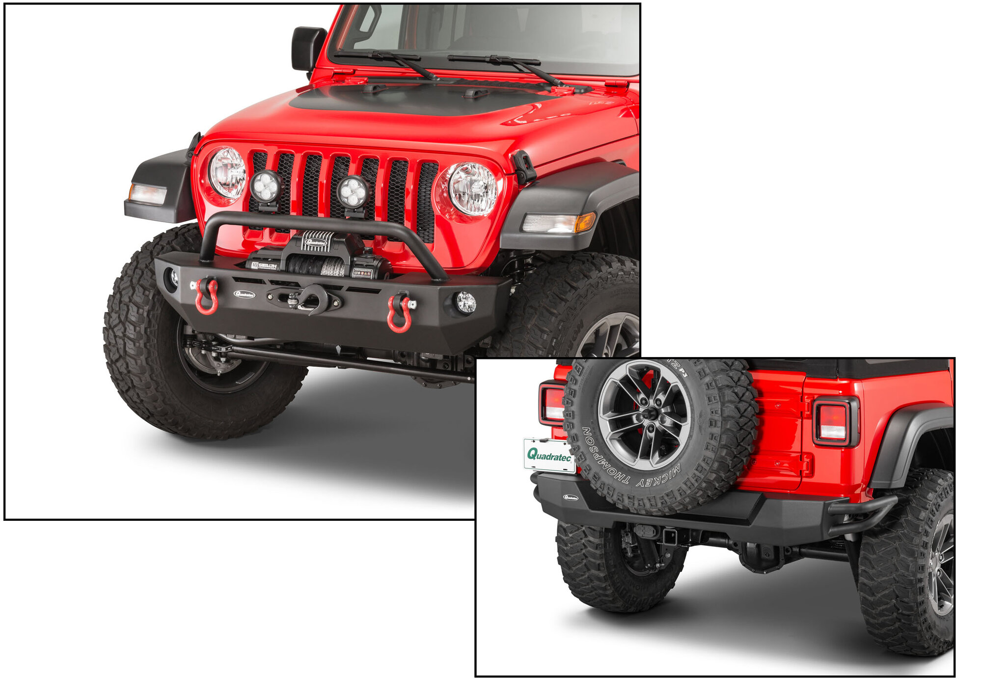Quadratec QRC Front Winch Ready Bumper with Rear Bumper for 18-26 Jeep Wrangler JL and 20-26 Gladiator JT