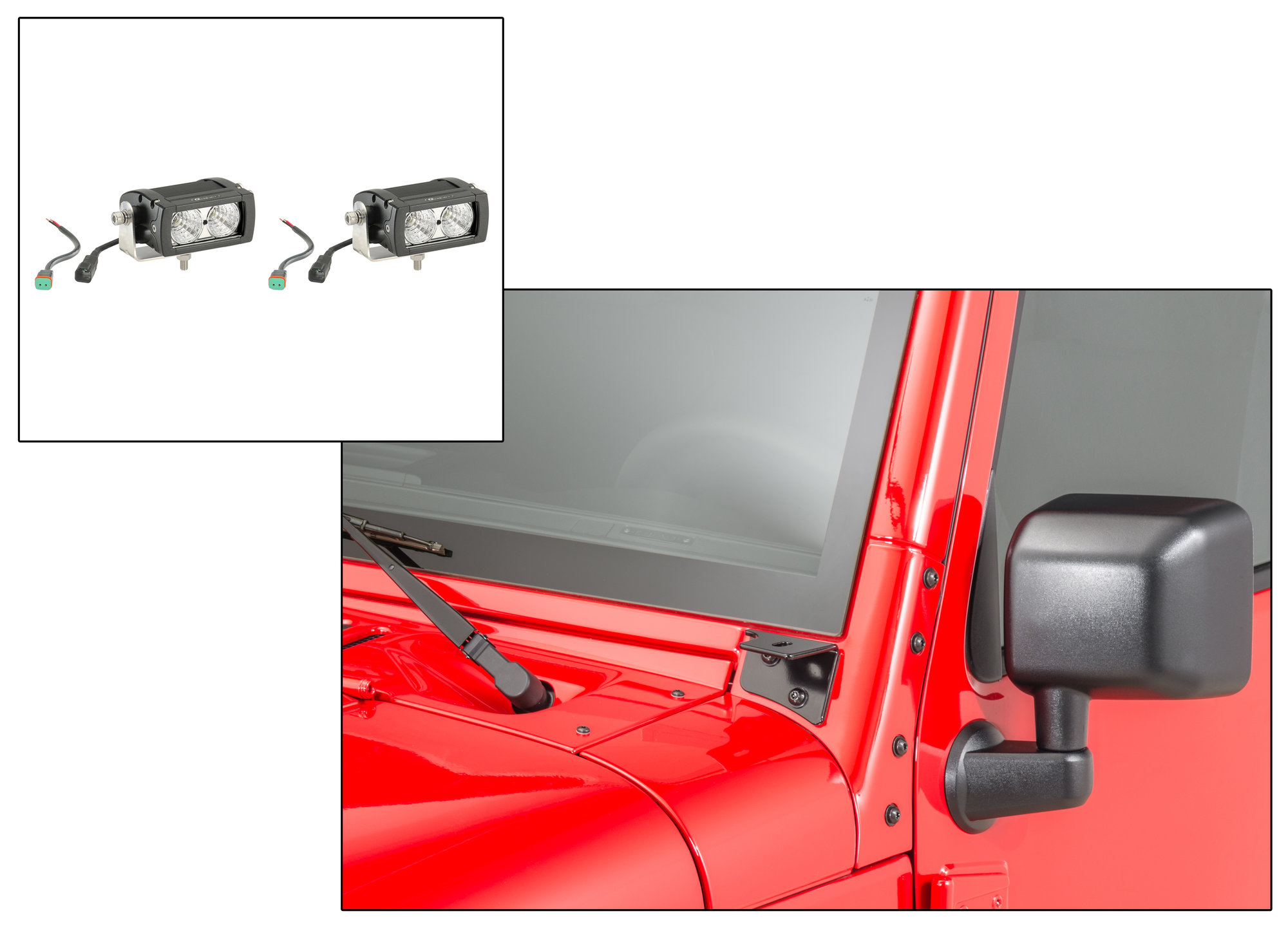 Quadratec Windshield Light Pod Combo for 07-18 Jeep Wrangler JK
