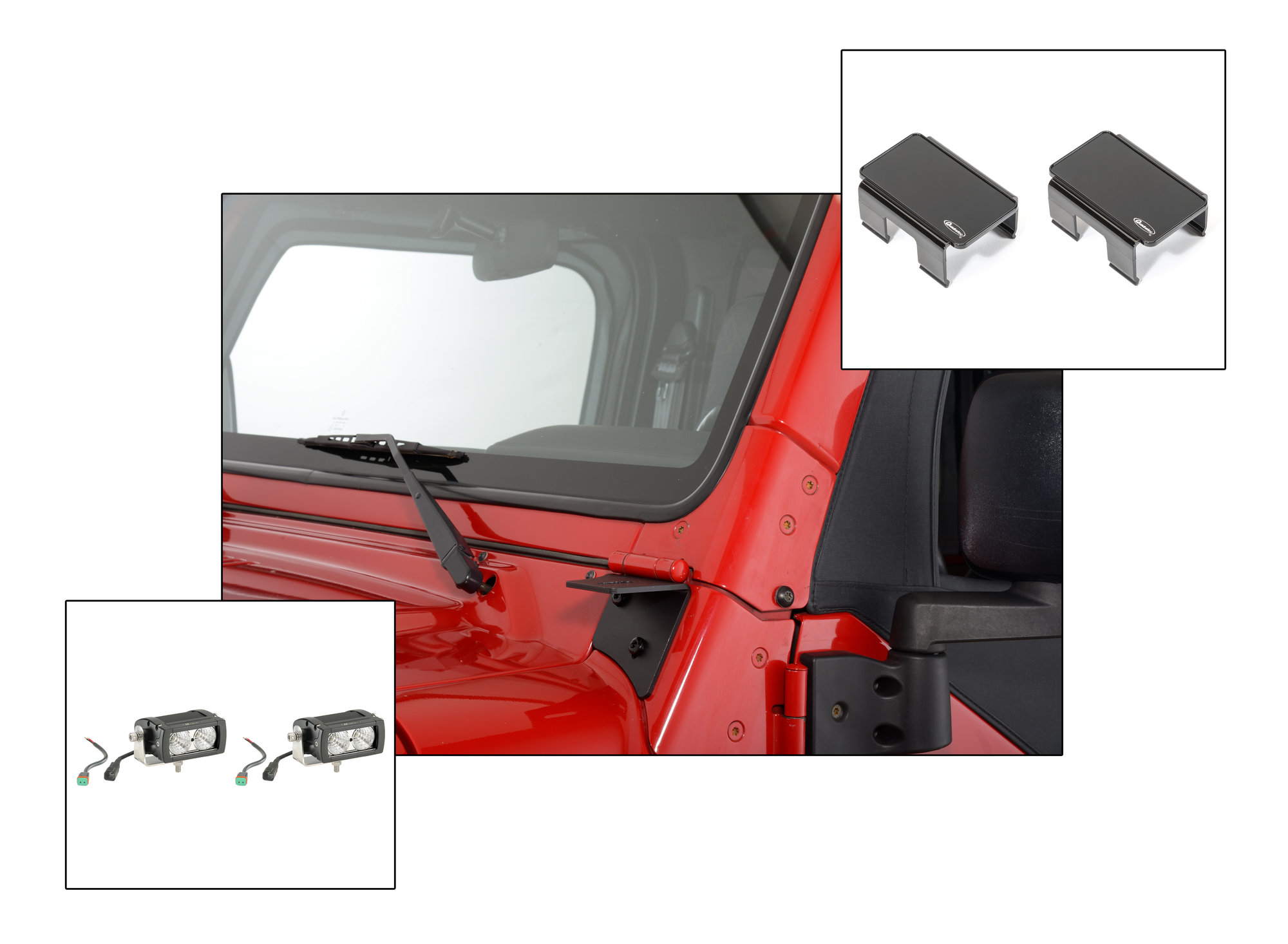 Quadratec Ultimate Windshield Light Pod Combo for 97-06 Jeep Wrangler TJ