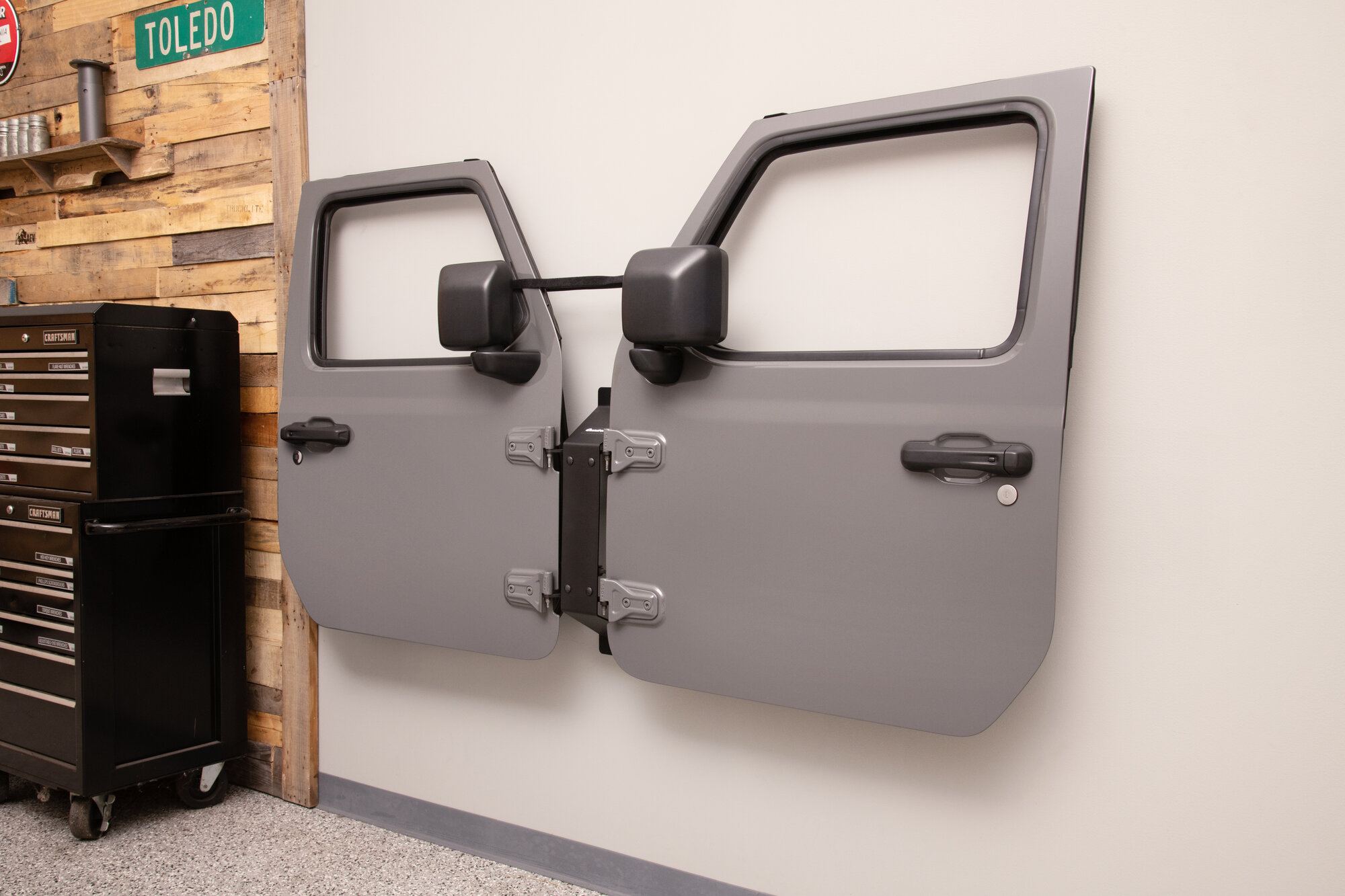 QuadraTop Wall Mount Door Hanger Bracket for 76-26 Jeep CJ, Wrangler & Gladiator