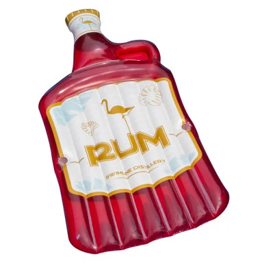 Raise a Glass to Summer with the Inflatable Red Rum Bottle Island Lounger Swimming Pool Float, 105-Inch