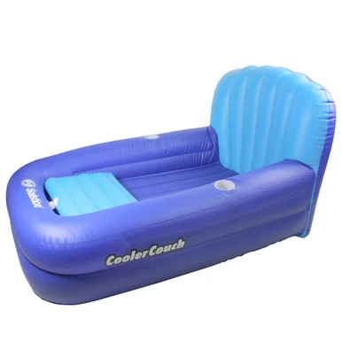 Relax in Style: 54-Inch Inflatable Blue Pool Lounger with Built-in Ice Cooler