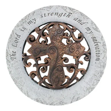 Religious Inspirational Quote Outdoor Garden Stepping Stone | 12″ Brown & White | Create a Soothing Ambiance