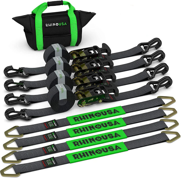Rhino USA 2" x 8' Vehicle Tie-Down Kit (J-Hooks)