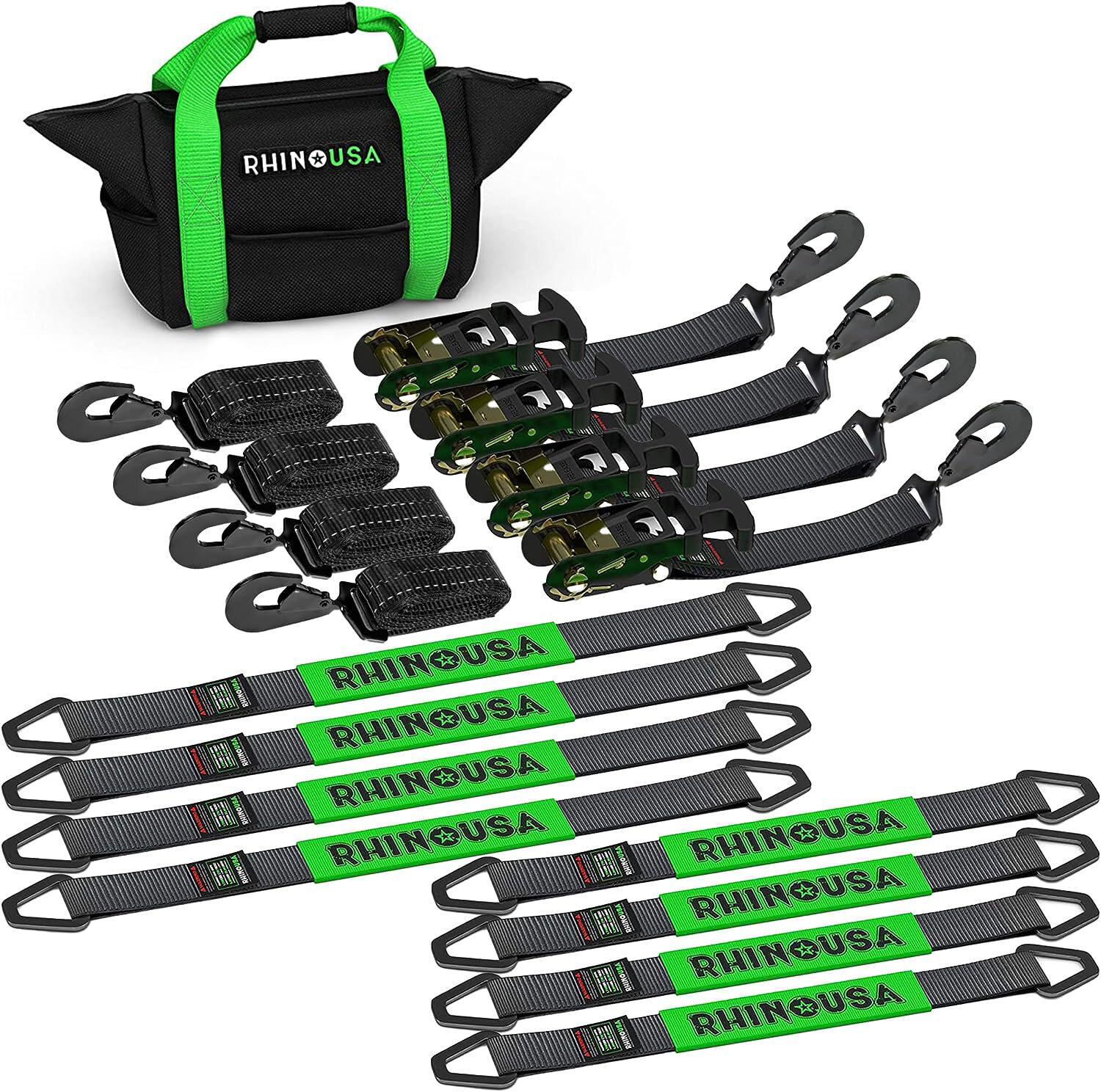 Rhino USA TD-VS2INKIT-SNAP 2" x 8' Vehicle Tie-Down Kit (Snap-Hooks)