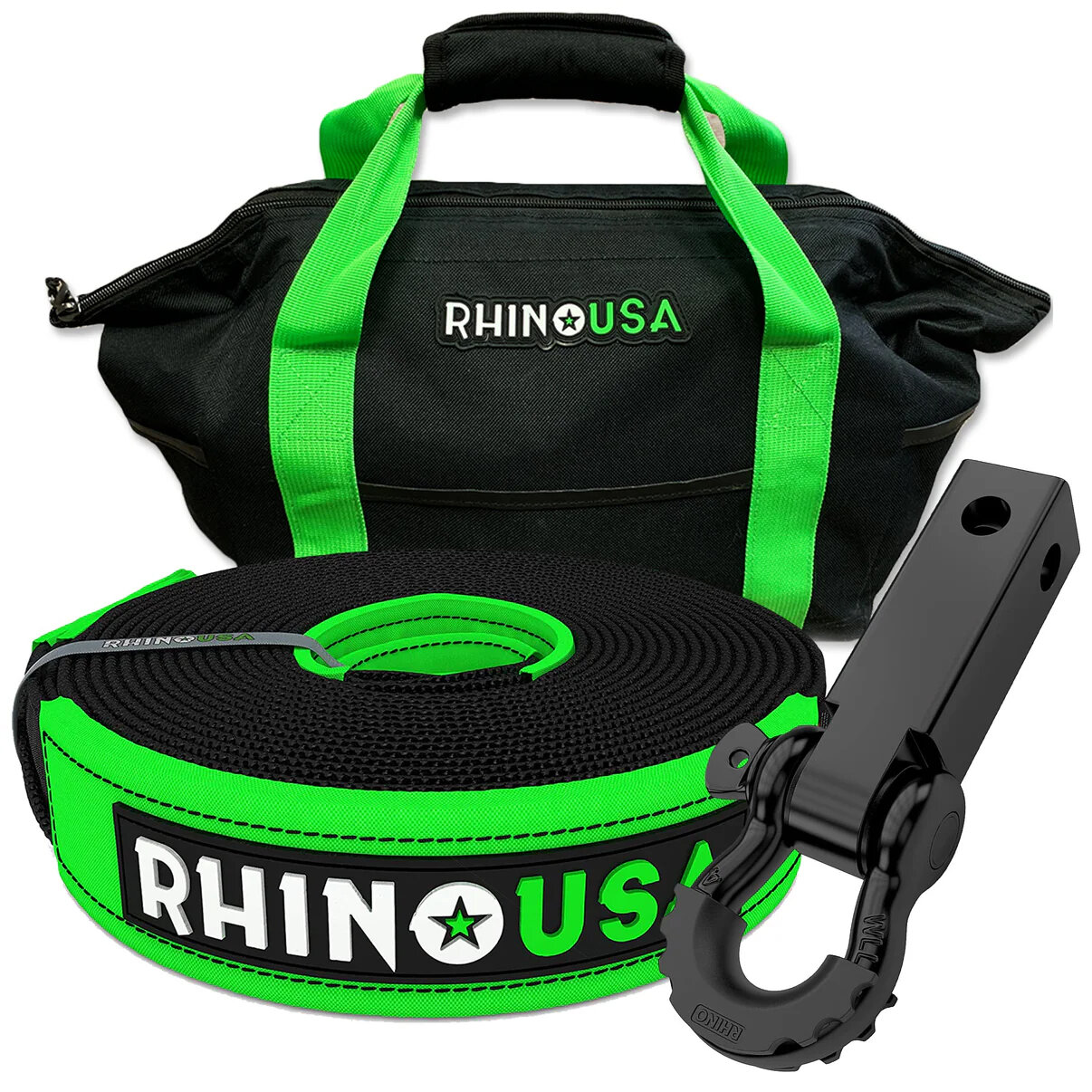 Rhino USA  Tow Strap & Shackle Hitch Receiver Combo