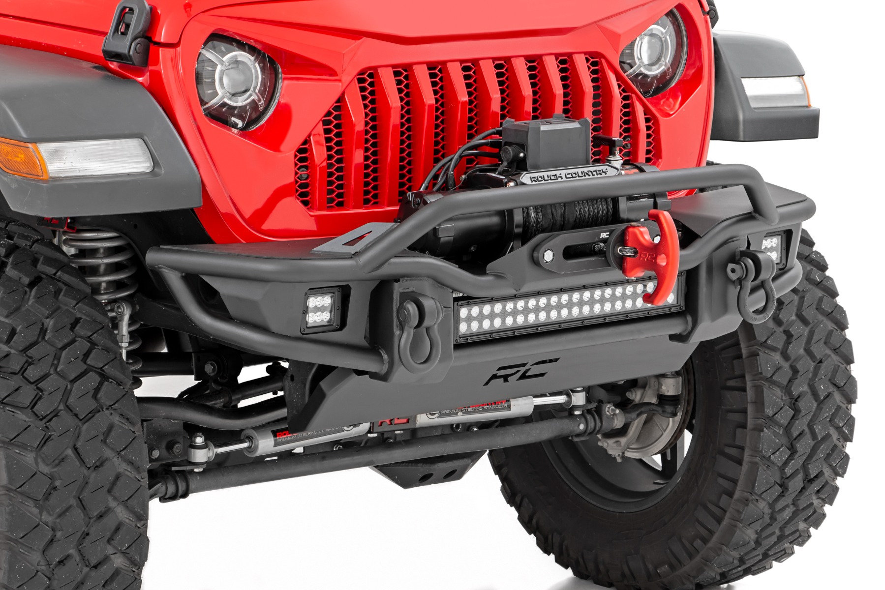 Rough Country 10647 Tubular Front Winch Bumper for 07-26 Jeep Wrangler JL, JK & Gladiator JT