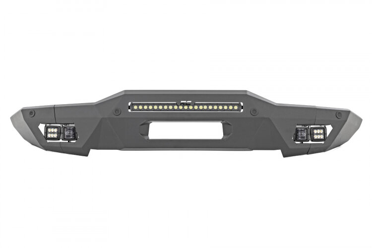 Rough Country 51076 Full Width Front Bumper with 20" Black Series LED Light Bar & Black Series Flood & SAE Fog Cubes for 21-26 Ford Bronco