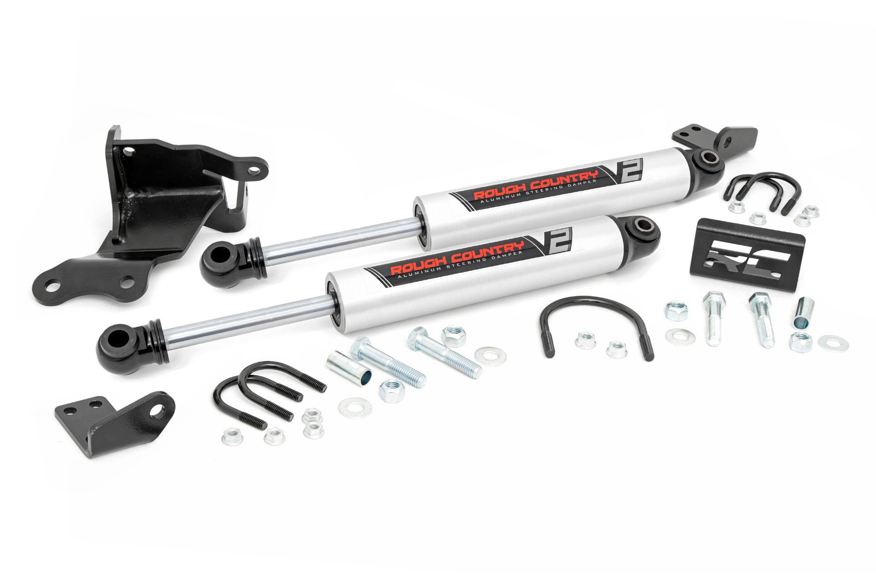 Rough Country 8730470 V2 Dual Steering Stabilizer for 18-26 Jeep Wrangler JL & Gladiator JT