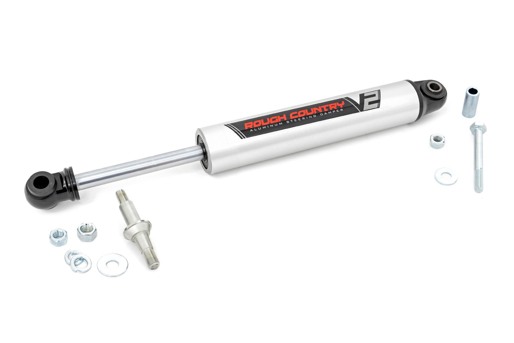 Rough Country 8731770 V2 Steering Stabilizer for 84-06 Jeep Wrangler YJ, TJ, Cherokee XJ, Grand Cherokee ZJ & WJ