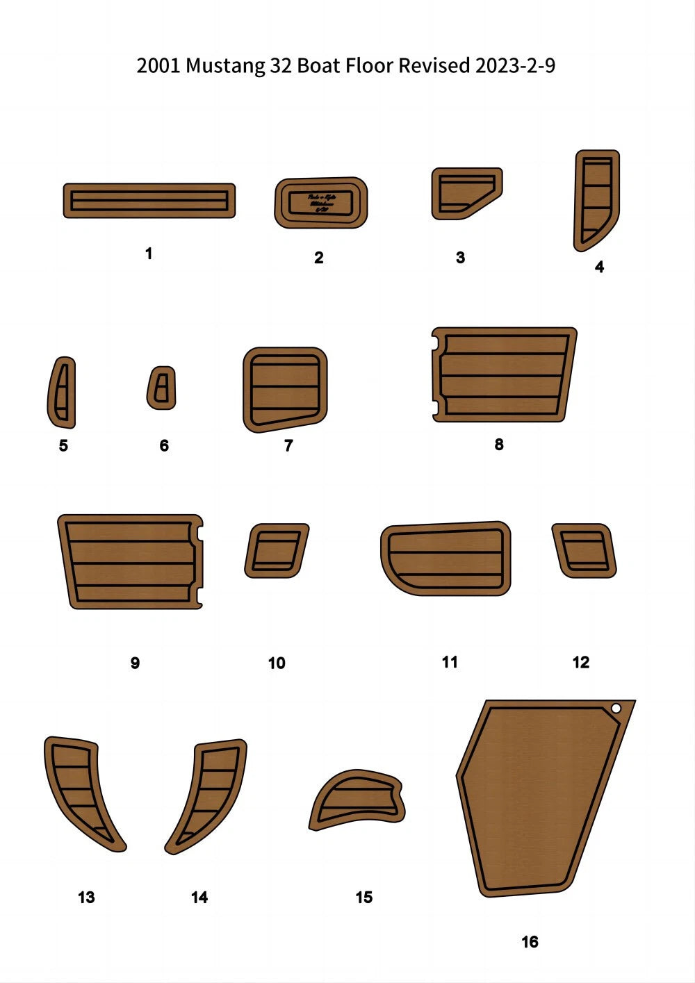 EVA Foam Teak Deck Flooring Mat for 2001 Mustang 32 (2001)