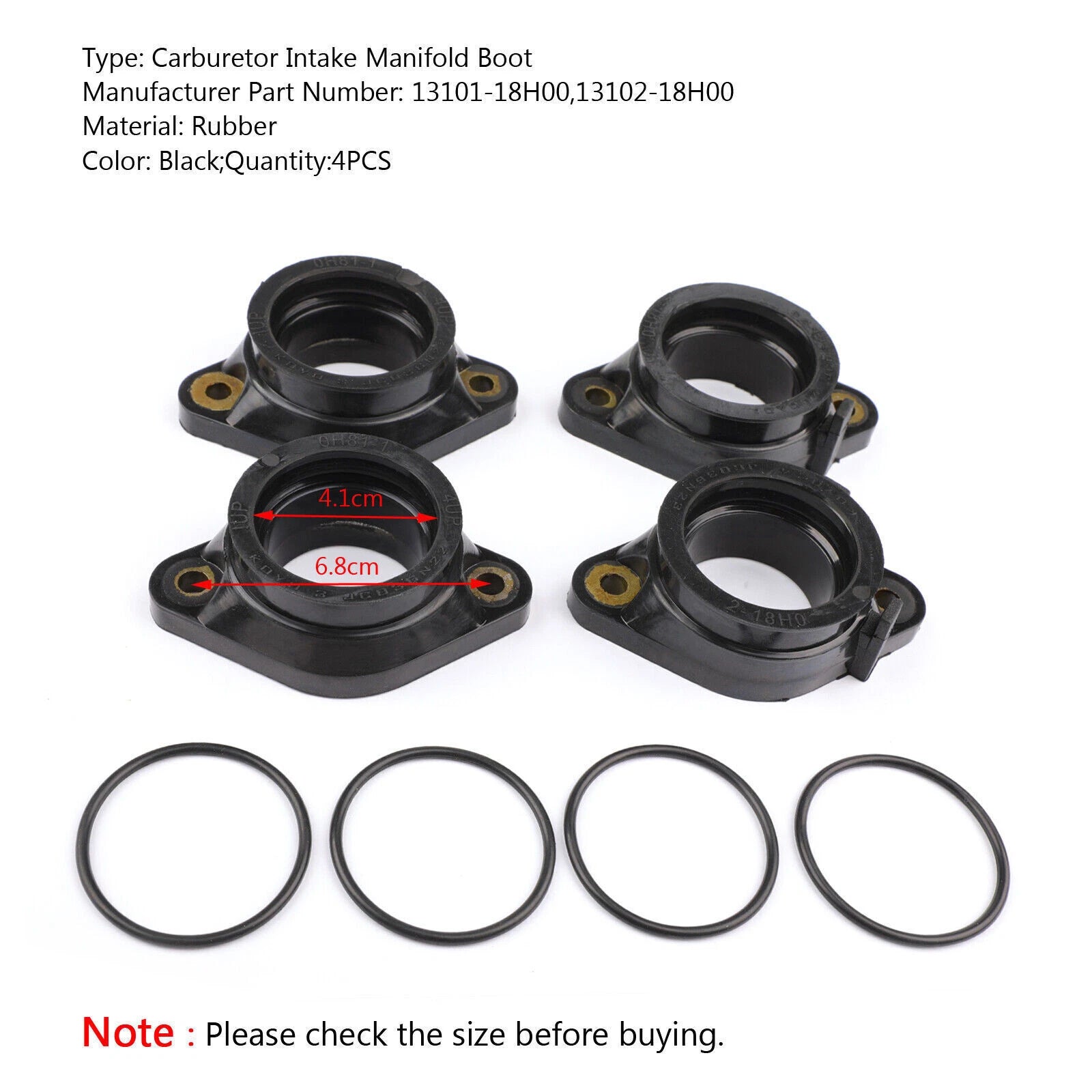 Set of 4 Carburetor Intake Manifold Boots for Suzuki GSF1250 Bandit (2007–2012) T9