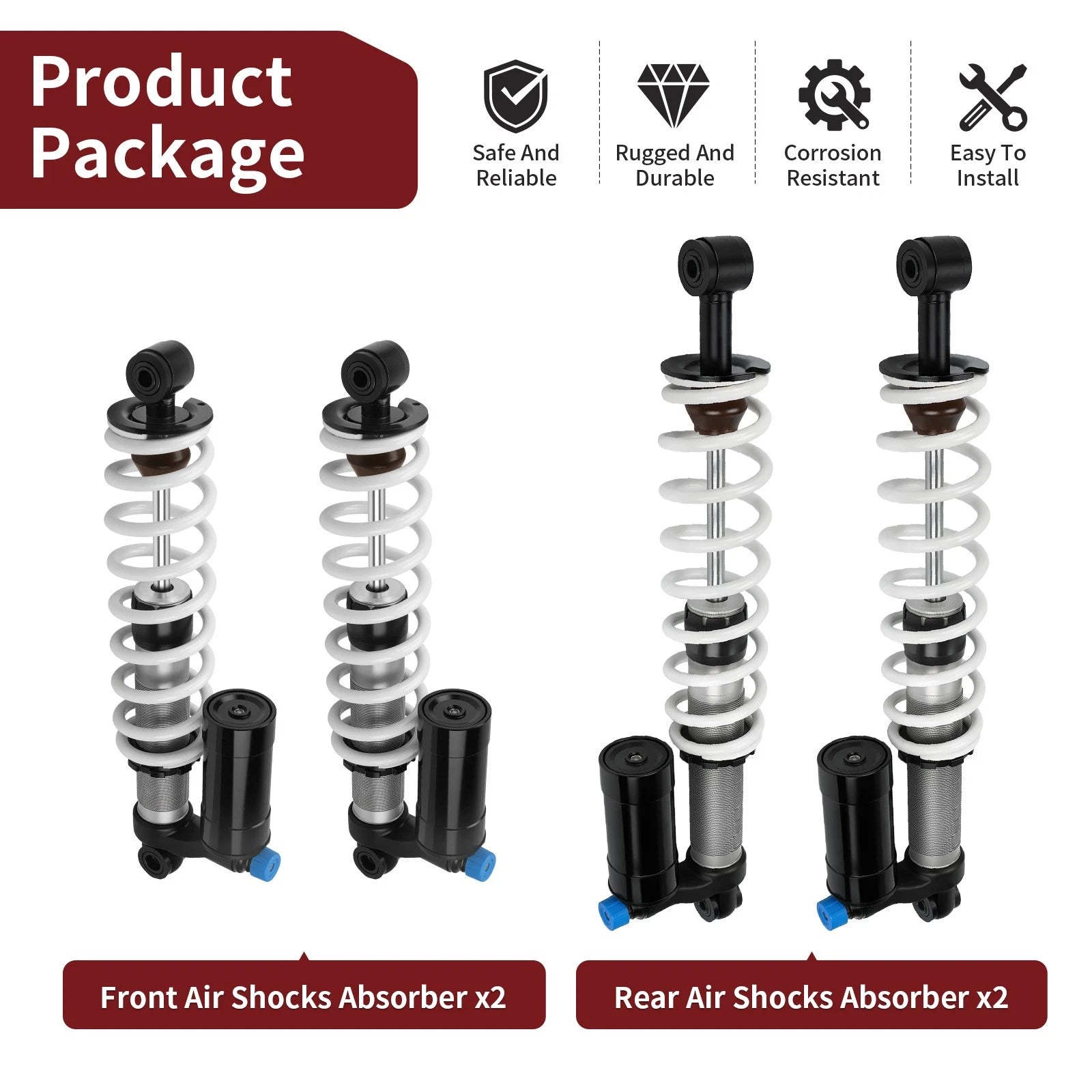 Set of 2 Rear & Front Shock Absorbers for Polaris Scrambler Sportsman (N/A) 7043464 7043463