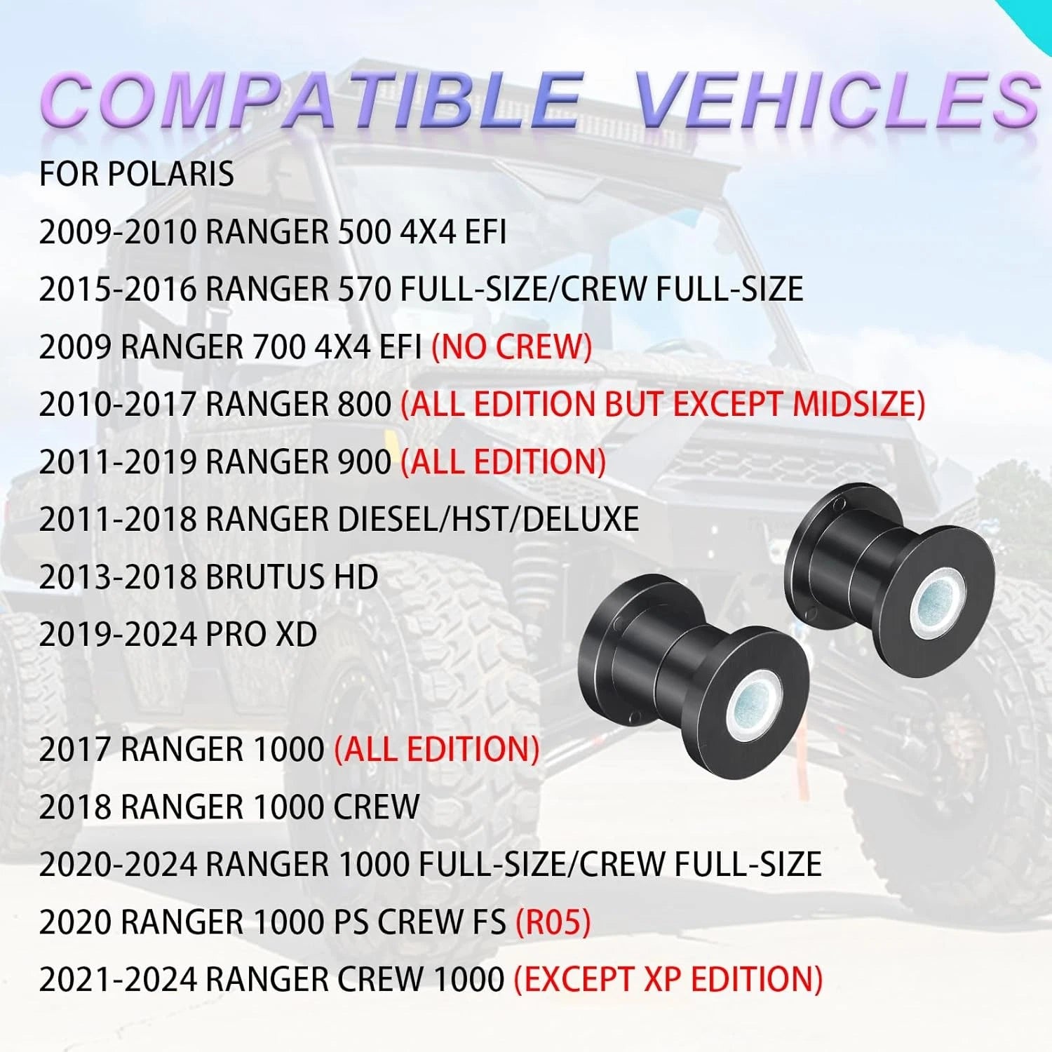 Front Shock Bushing Sleeve Kit for Polaris Ranger Diesel (2013–2023)