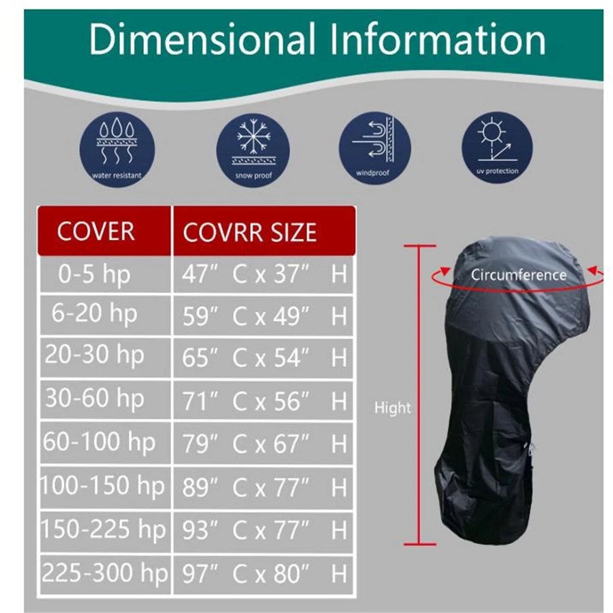 Yamaha Outboard Motor Cover for 30-60HP (Heavy Duty, Waterproof)