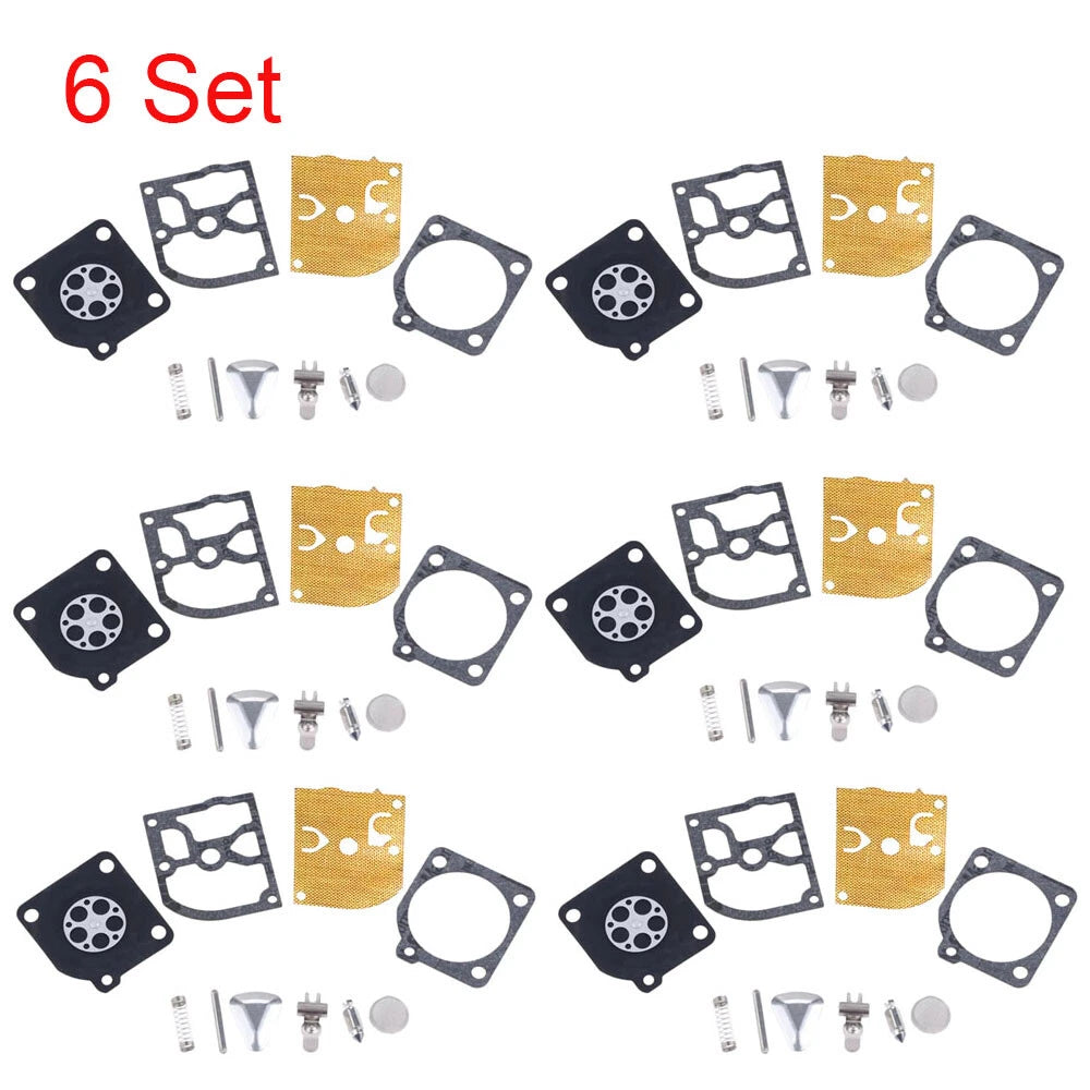 Set of 6 Carburetor Kits for Jonsered 2041 2045 2050 (ZAMA RB-45, C1Q, HUSQVARNA H45/49)