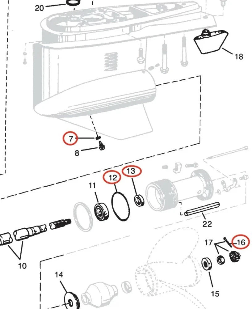 OMC Cobra Volvo Penta SX Propshaft Oil Seal Kit 3858303 3863090
