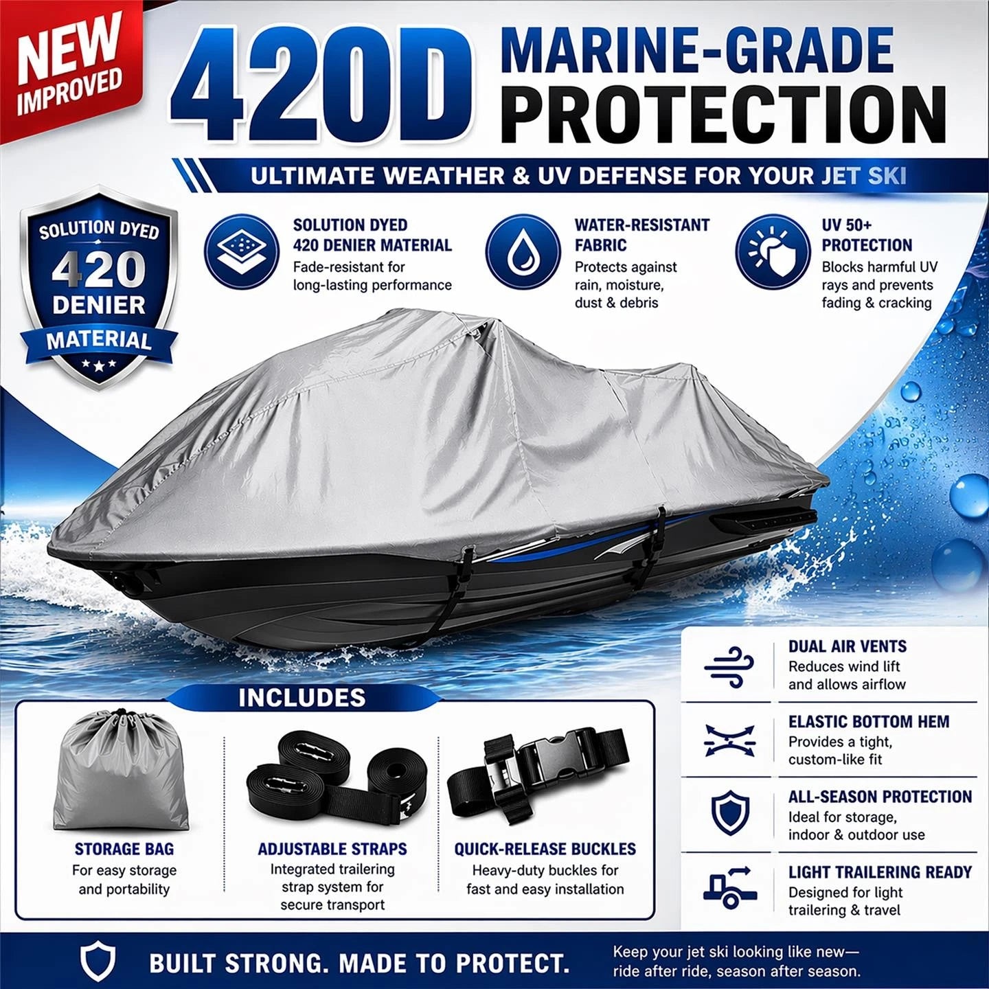 Jet Ski Cover for Sea Doo Bombardier XP DI (2003–2005) UV Shield