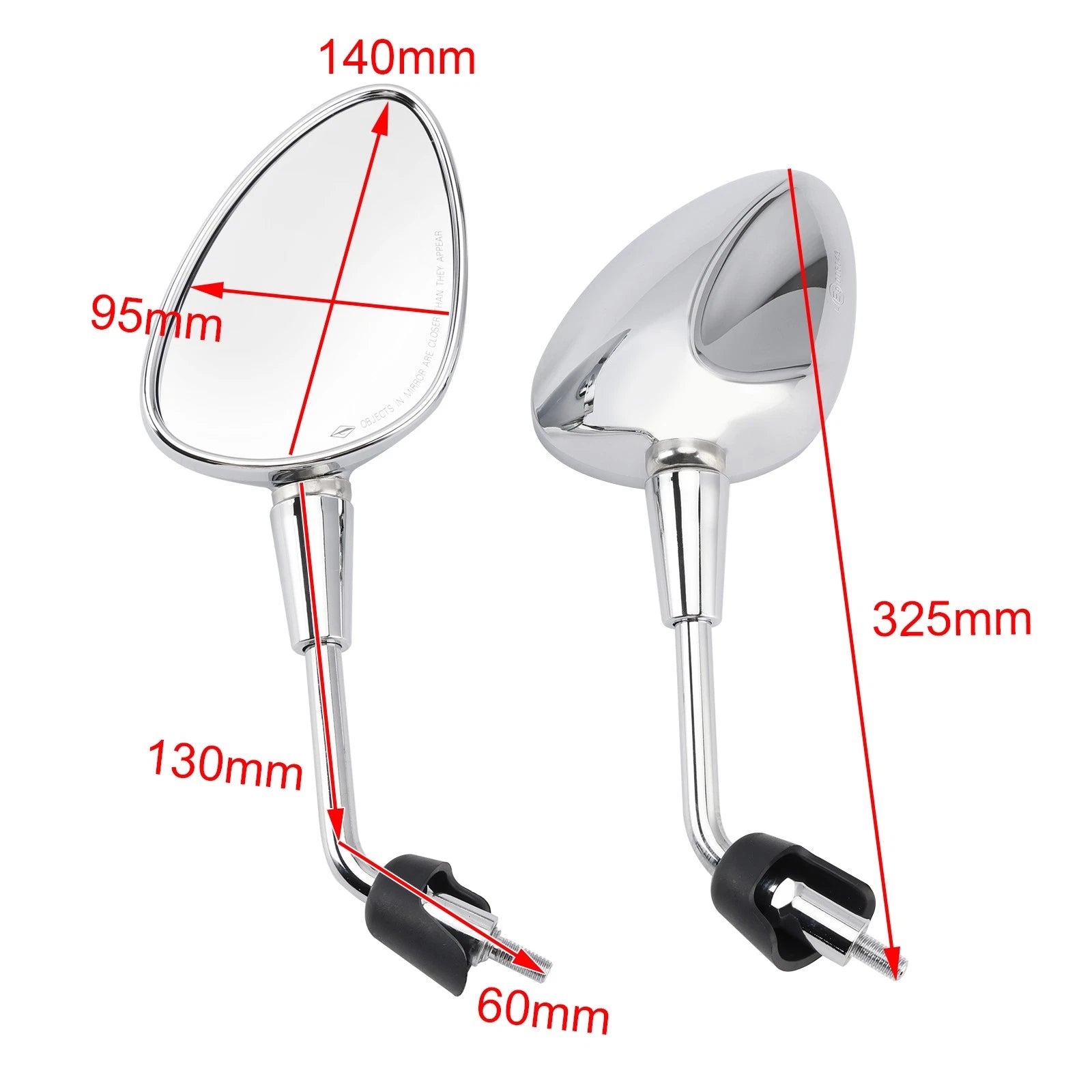 Pair Shorty Mirrors Chrome for Vespa Sprint 50-150, Primavera 50-125, GTS 125-300