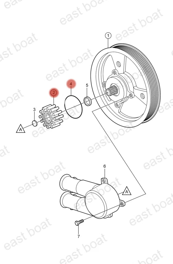 Sea Pump Impeller Repair Kit for Volvo Penta DPX420 DPX415 DPX375 DPX385
