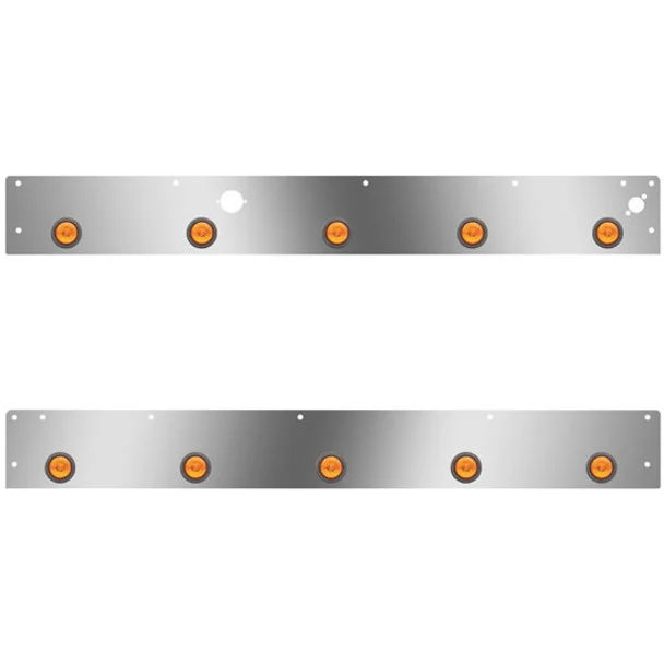 S.S. Day Cab Panels W/ 10 Round 2 Inch Amber/Amber LEDs, Block Heater Plug Hole, Step Light For Kenworth T800, W900